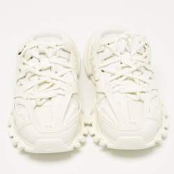 Pre Owned Balenciaga White Mesh and Faux Leather Track Mule Sneakers Size 39