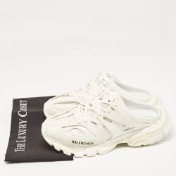 Pre Owned Balenciaga White Mesh and Faux Leather Track Mule Sneakers Size 39