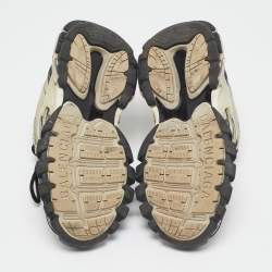 Balenciaga White/Black Faux Leather and Mesh Track 2 Sneakers Size 39