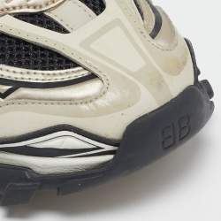 Balenciaga White/Black Faux Leather and Mesh Track 2 Sneakers Size 39