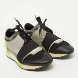 Balenciaga Multicolor Leather and Fabric Race Runner Low Top Sneakers Size 38