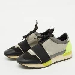 Balenciaga Multicolor Leather and Fabric Race Runner Low Top Sneakers Size 38