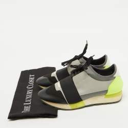 Balenciaga Multicolor Leather and Fabric Race Runner Low Top Sneakers Size 38