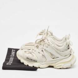 Balenciaga Grey Faux Leather and Mesh Track Low Top Sneakers Size 35