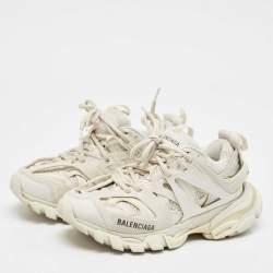Balenciaga Grey Faux Leather and Mesh Track Low Top Sneakers Size 35
