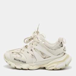 Balenciaga Grey Faux Leather and Mesh Track Low Top Sneakers Size 35