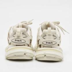 Balenciaga Grey Faux Leather and Mesh Track Low Top Sneakers Size 35