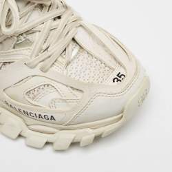 Balenciaga Grey Faux Leather and Mesh Track Low Top Sneakers Size 35
