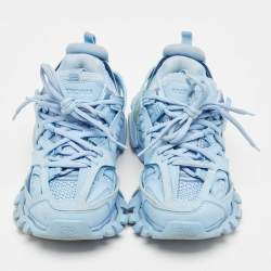 Balenciaga Blue Faux Leather Track Lace Up Sneakers Size 36