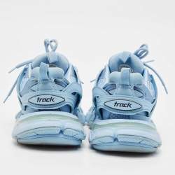 Balenciaga Blue Faux Leather Track Lace Up Sneakers Size 36