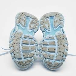 Balenciaga Blue Faux Leather Track Lace Up Sneakers Size 36