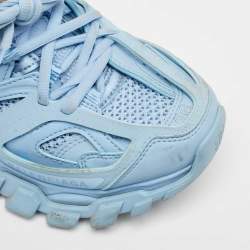 Balenciaga Blue Faux Leather Track Lace Up Sneakers Size 36