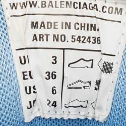 Balenciaga Blue Faux Leather Track Lace Up Sneakers Size 36