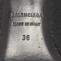 مملوكة مسبقًا Balenciaga Black Python Embossed Leather BB Knife Mules Size 36