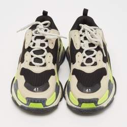 Balenciaga Multicolor Faux Leather and Mesh Track Lace Up Sneakers Size 41