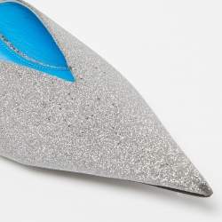Balenciaga Silver Glitter Knife Pointed Toe Mules Size 39