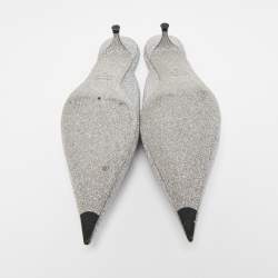 Balenciaga Silver Glitter Knife Pointed Toe Mules Size 39
