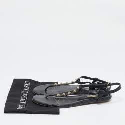Balenciaga Black Leather Arena Flat Sandals Size 39