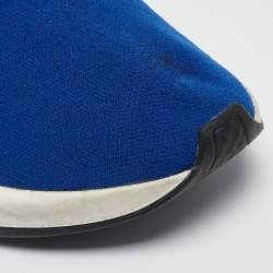 Pre Owned Balenciaga Blue Knit Fabric Speed Trainer High Top Sneakers Size 39