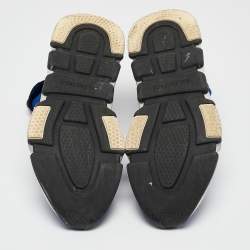 Pre Owned Balenciaga Blue Knit Fabric Speed Trainer High Top Sneakers Size 39