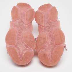 Balenciaga Pink Mesh and Nubuck Leather Triple S Clear Sole Lace Up Sneakers Size 39