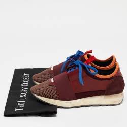 Balenciaga Multicolor Leather and Mesh Race Runner Low Top Sneakers Size 38