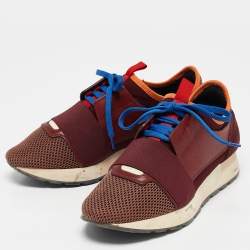 Balenciaga Multicolor Leather and Mesh Race Runner Low Top Sneakers Size 38