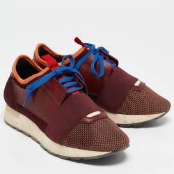Balenciaga Multicolor Leather and Mesh Race Runner Low Top Sneakers Size 38