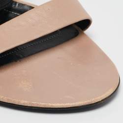 Balenciaga Beige Elastic and Leather Wedge Ankle Strap Sandals Size 39.5