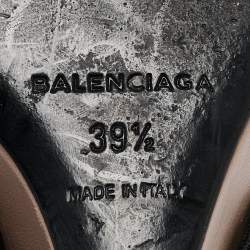 Balenciaga Beige Elastic and Leather Wedge Ankle Strap Sandals Size 39.5