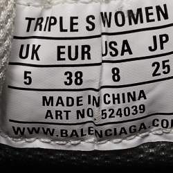 Balenciaga Multicolor Mesh and Nubuck Leather Triple S Sneakers Size 38