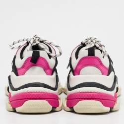 Balenciaga Multicolor Mesh and Nubuck Leather Triple S Sneakers Size 38