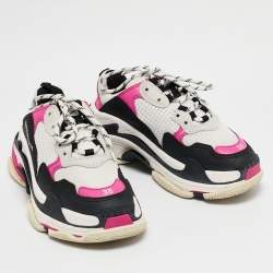 Balenciaga Multicolor Mesh and Nubuck Leather Triple S Sneakers Size 38
