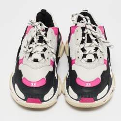 Balenciaga Multicolor Mesh and Nubuck Leather Triple S Sneakers Size 38