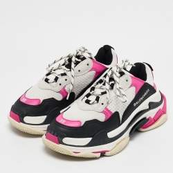 Balenciaga Multicolor Mesh and Nubuck Leather Triple S Sneakers Size 38