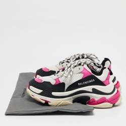 Balenciaga Multicolor Mesh and Nubuck Leather Triple S Sneakers Size 38
