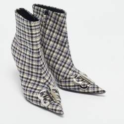 Balenciaga Multicolor Canvas BB Ankle Length Boots Size 39