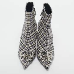 Balenciaga Multicolor Canvas BB Ankle Length Boots Size 39
