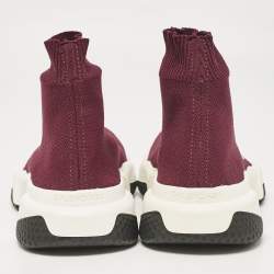 Balenciaga Burgundy Knit Fabric Speed Trainer Sneakers Size 36