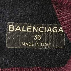 Balenciaga Burgundy Knit Fabric Speed Trainer Sneakers Size 36