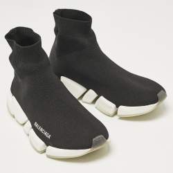 Pre Owned حذاء رياضي بالنسياغا سبيد أل تي قماش تريكو أسود مقاس 38