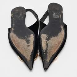 Balenciaga Black Suede Knife Pointed Toe Slingback Flats Size 35