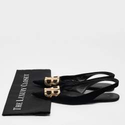 Balenciaga Black Suede Knife Pointed Toe Slingback Flats Size 35