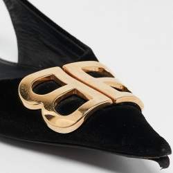 Balenciaga Black Suede Knife Pointed Toe Slingback Flats Size 35