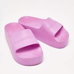 Balenciaga Pink Rubber Platform Chunky Slide Sandals Size 36