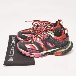 Balenciaga Multicolor Faux Leather and Mesh Track Sneakers Size 38