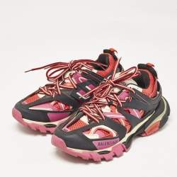 Balenciaga Multicolor Faux Leather and Mesh Track Sneakers Size 38