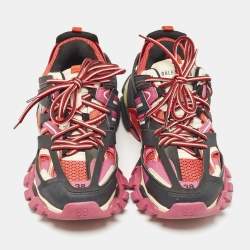 Balenciaga Multicolor Faux Leather and Mesh Track Sneakers Size 38