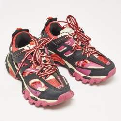 Balenciaga Multicolor Faux Leather and Mesh Track Sneakers Size 38