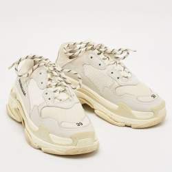 Balenciaga Multicolor Faux Leather and Mesh Triple S Lace Up Sneakers Size 39